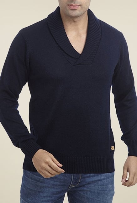 Parx Navy Solid Sweater Parx Navy Solid Sweater