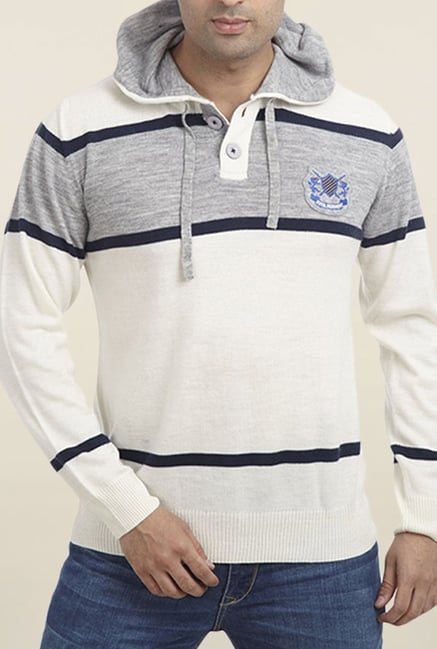Parx White Striped Sweater Parx White Striped Sweater