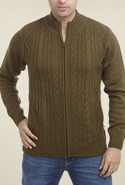 Parx Olive Solid Sweater Parx Olive Solid Sweater
