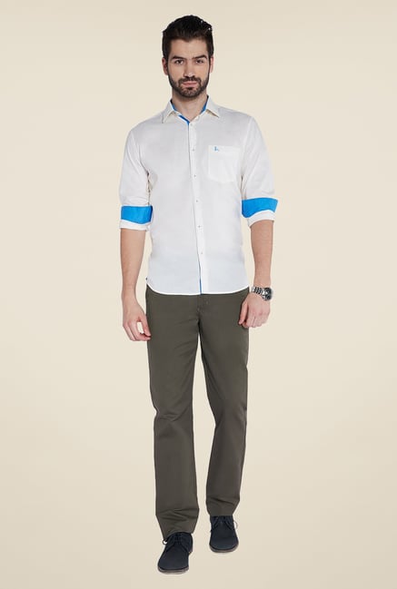 Parx Olive Solid Trouser Parx Olive Solid Trouser