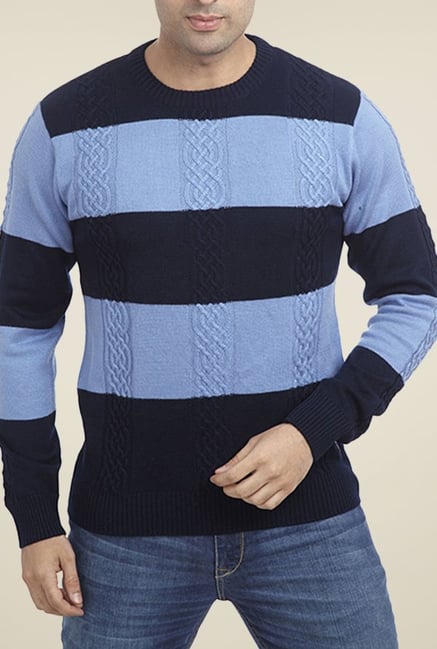 Parx Navy Striped Sweater Parx Navy Striped Sweater