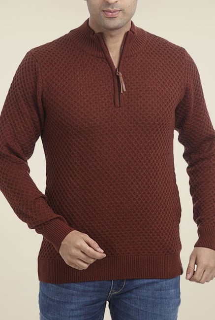 Parx Brown Solid Sweater Parx Brown Solid Sweater