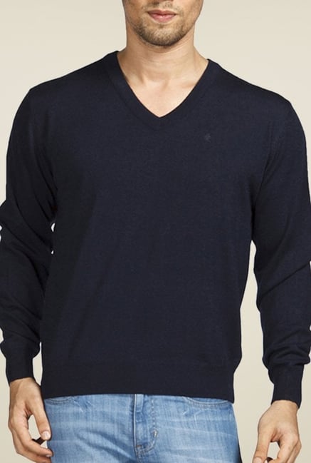 Raymond Navy Solid Sweater Raymond Navy Solid Sweater