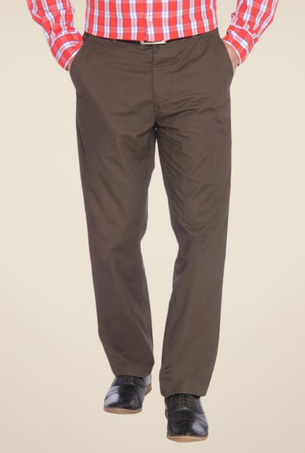 Parx Brown Solid Trouser Parx Brown Solid Trouser