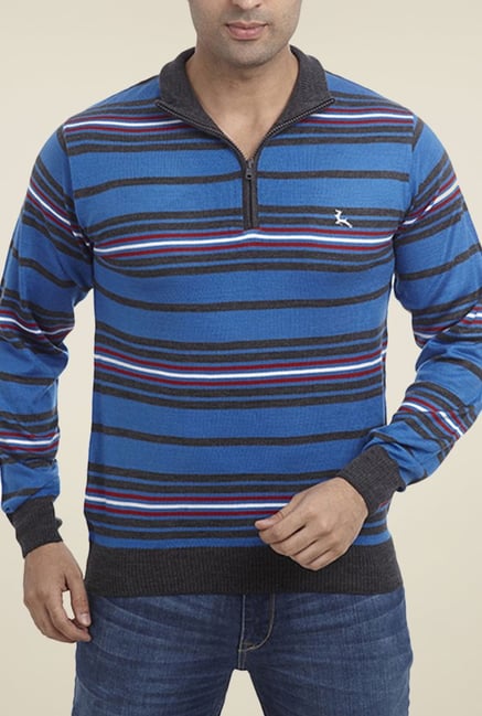 Parx Blue Striped Sweater Parx Blue Striped Sweater