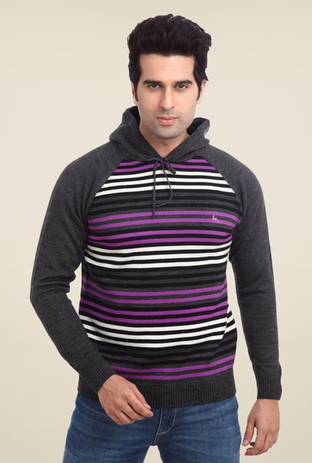 Parx Grey Striped Sweater Parx Grey Striped Sweater