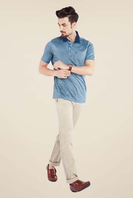 Raymond Blue Solid Polo T Shirt Raymond Blue Solid Polo T Shirt