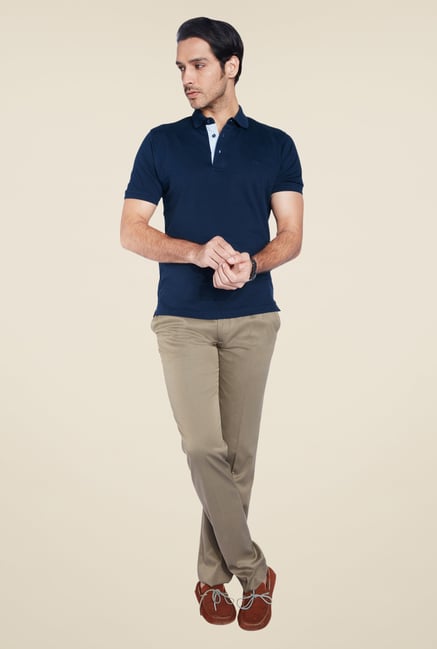 ColorPlus Navy Solid Polo T Shirt ColorPlus Navy Solid Polo T Shirt