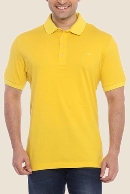 ColorPlus Yellow Solid Polo T Shirt ColorPlus Yellow Solid Polo T Shirt