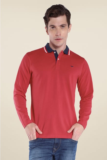 Park Avenue Red Solid Polo T Shirt Park Avenue Red Solid Polo T Shirt