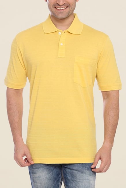 ColorPlus Yellow Striped Polo T Shirt ColorPlus Yellow Striped Polo T Shirt
