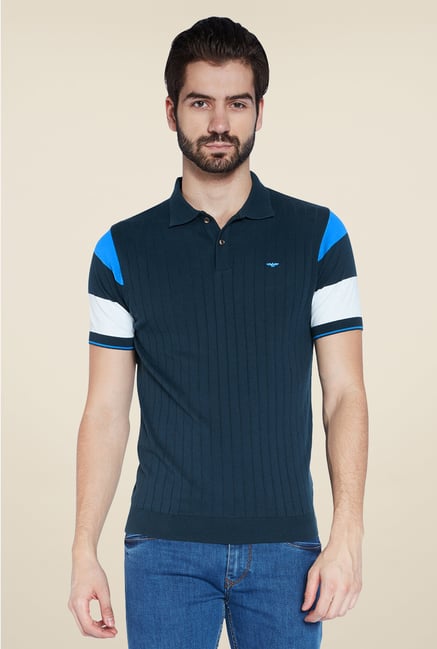 Park Avenue Navy Striped Polo T Shirt Park Avenue Navy Striped Polo T Shirt