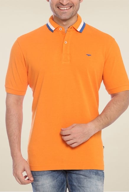 Park Avenue Orange Solid Polo T Shirt Park Avenue Orange Solid Polo T Shirt