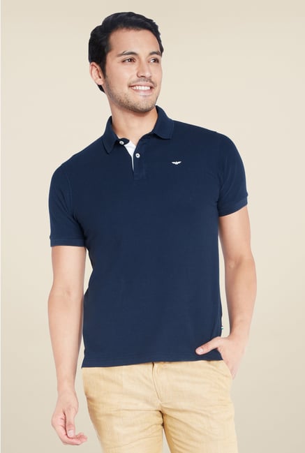 Park Avenue Navy Solid Polo T Shirt Park Avenue Navy Solid Polo T Shirt