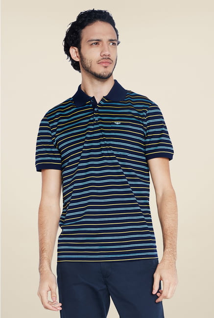 Park Avenue Navy Striped Polo T Shirt Park Avenue Navy Striped Polo T Shirt