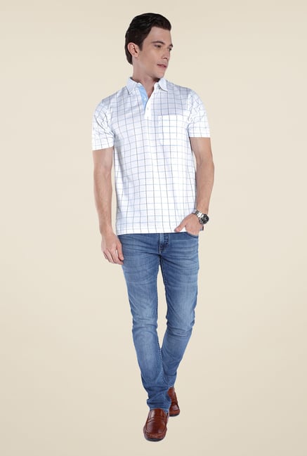 Raymond White Checks Polo T Shirt Raymond White Checks Polo T Shirt
