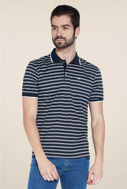 Park Avenue Black & White Striped Polo T Shirt Park Avenue Black & White Striped Polo T Shirt