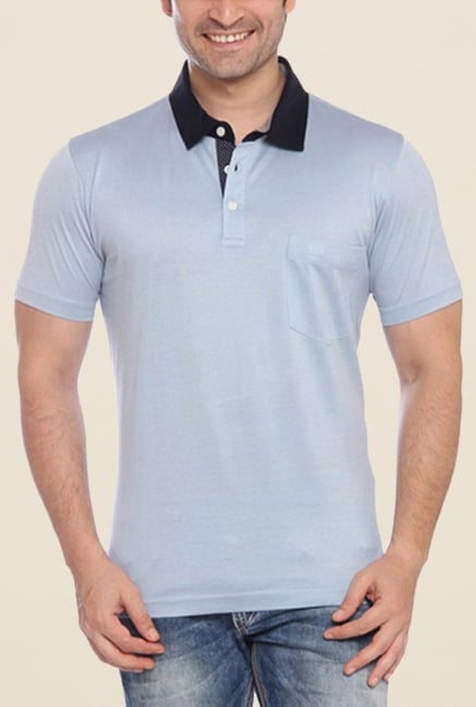 ColorPlus Blue Solid Polo T Shirt ColorPlus Blue Solid Polo T Shirt