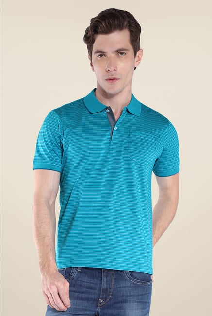 Park Avenue Blue Striped Polo T Shirt Park Avenue Blue Striped Polo T Shirt