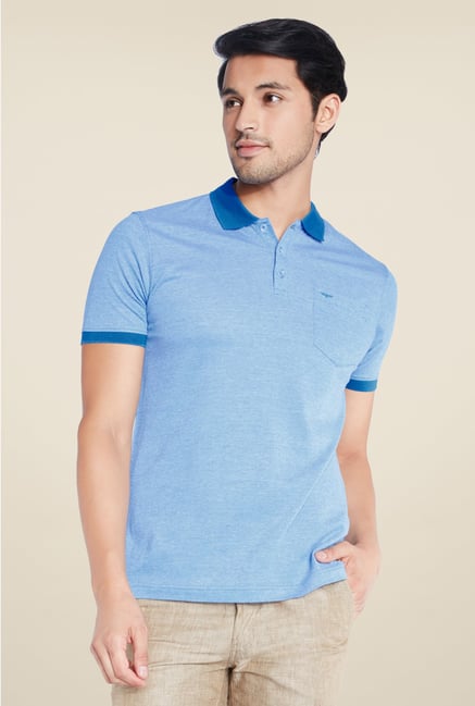 Park Avenue Blue Solid Polo T Shirt Park Avenue Blue Solid Polo T Shirt
