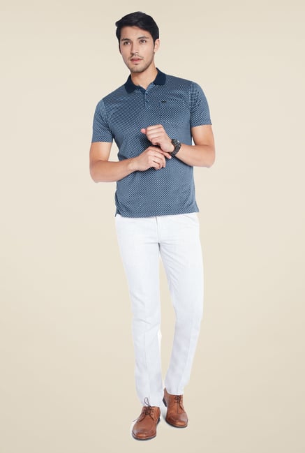 Park Avenue Navy Printed Polo T Shirt Park Avenue Navy Printed Polo T Shirt