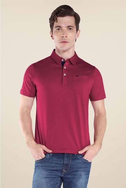 Park Avenue Maroon Solid Polo T Shirt Park Avenue Maroon Solid Polo T Shirt