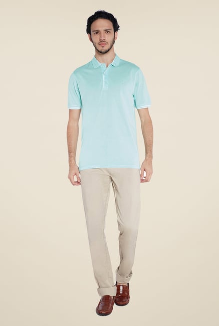 Raymond Sky Blue Solid Polo T Shirt Raymond Sky Blue Solid Polo T Shirt