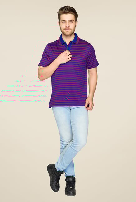 Raymond Blue & Red Striped Polo T Shirt Raymond Blue & Red Striped Polo T Shirt
