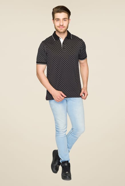 Raymond Black Printed Polo T Shirt Raymond Black Printed Polo T Shirt