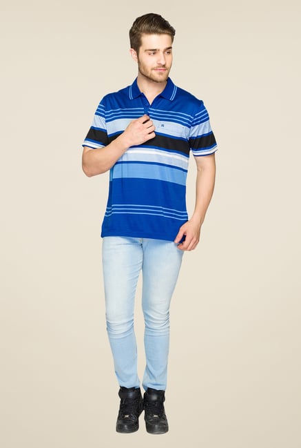 Raymond Blue Striped Polo T Shirt Raymond Blue Striped Polo T Shirt