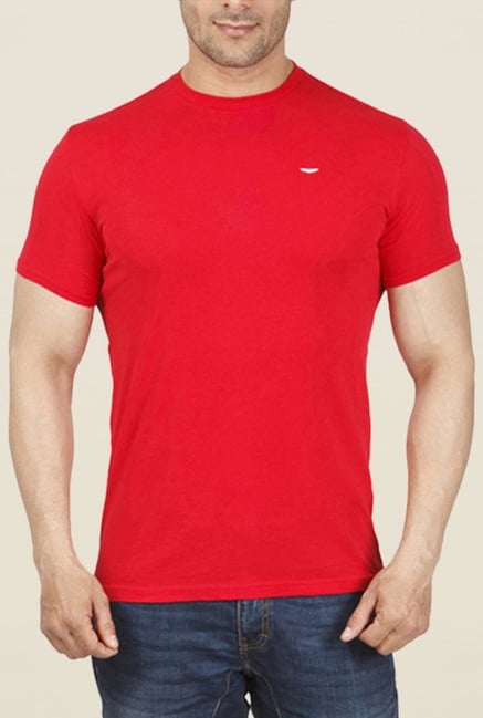 ColorPlus Red Solid Crew Neck T Shirt ColorPlus Red Solid Crew Neck T Shirt