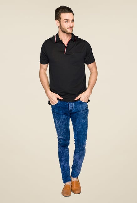 Raymond Black Solid Polo T Shirt Raymond Black Solid Polo T Shirt