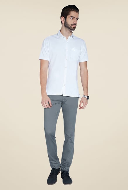 Parx Grey Solid Chinos Parx Grey Solid Chinos