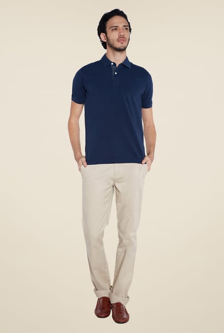 ColorPlus Navy Solid Polo T Shirt ColorPlus Navy Solid Polo T Shirt
