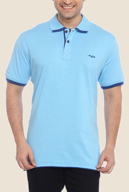 ColorPlus Light Blue Solid Polo T Shirt ColorPlus Light Blue Solid Polo T Shirt