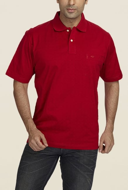 ColorPlus Red Solid Polo T Shirt ColorPlus Red Solid Polo T Shirt