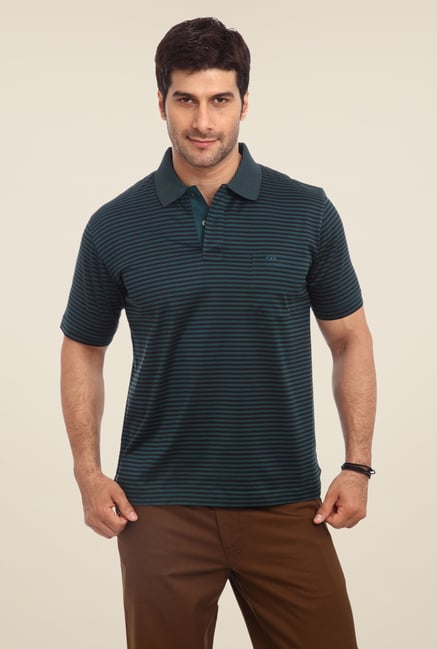 ColorPlus Blue Striped Polo T Shirt ColorPlus Blue Striped Polo T Shirt