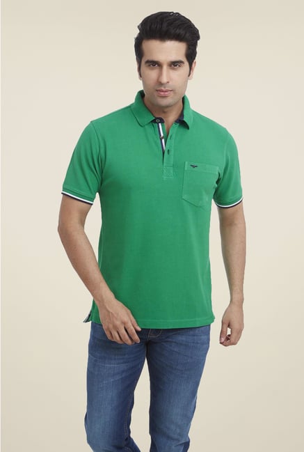 Park Avenue Green Solid Polo T Shirt Park Avenue Green Solid Polo T Shirt
