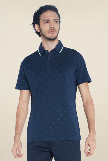 Park Avenue Navy Printed Polo T Shirt Park Avenue Navy Printed Polo T Shirt