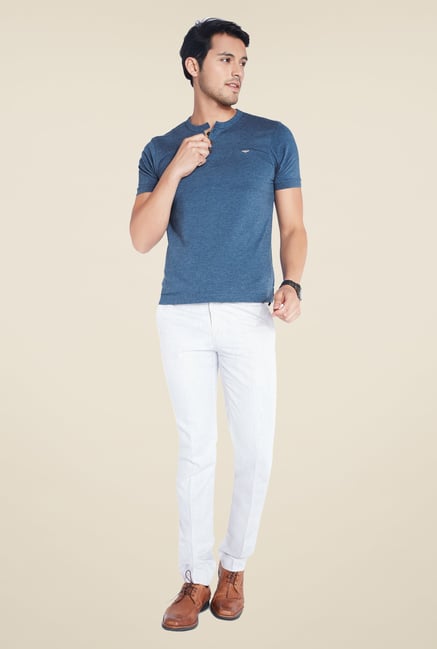 Park Avenue Navy Solid Henley Neck T Shirt Park Avenue Navy Solid Henley Neck T Shirt