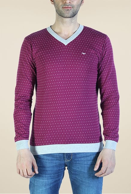 Park Avenue Purple Printed V Neck T Shirt Park Avenue Purple Printed V Neck T Shirt