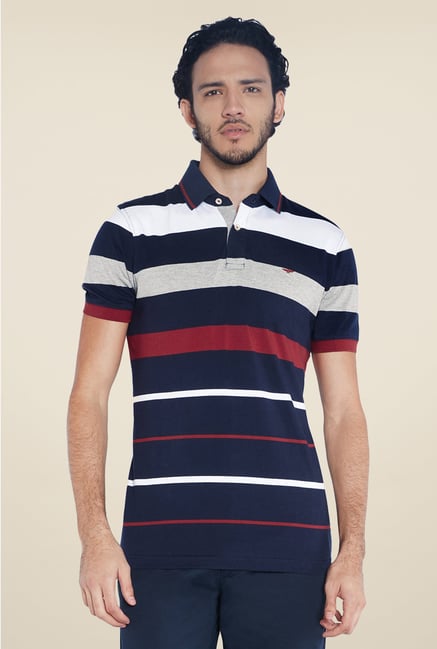 Park Avenue Navy Striped Polo T Shirt Park Avenue Navy Striped Polo T Shirt