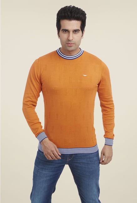 Park Avenue Orange Printed T Shirt Park Avenue Orange Printed T Shirt