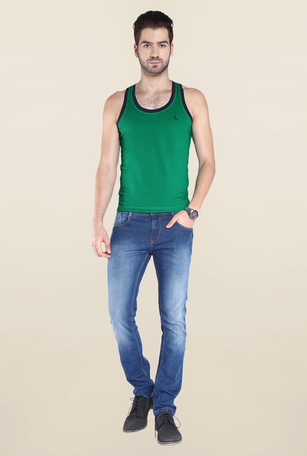 Parx Green Sleeveless Solid Vest Parx Green Sleeveless Solid Vest