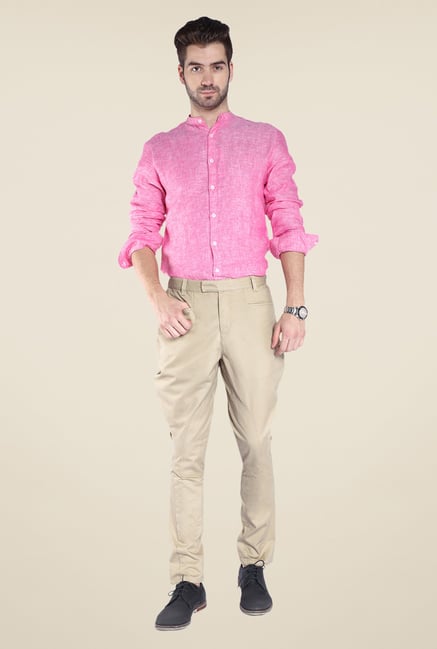 Parx Beige Solid Trouser Parx Beige Solid Trouser