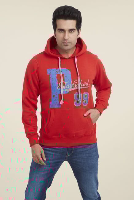 Parx Red Printed Hoodie Parx Red Printed Hoodie