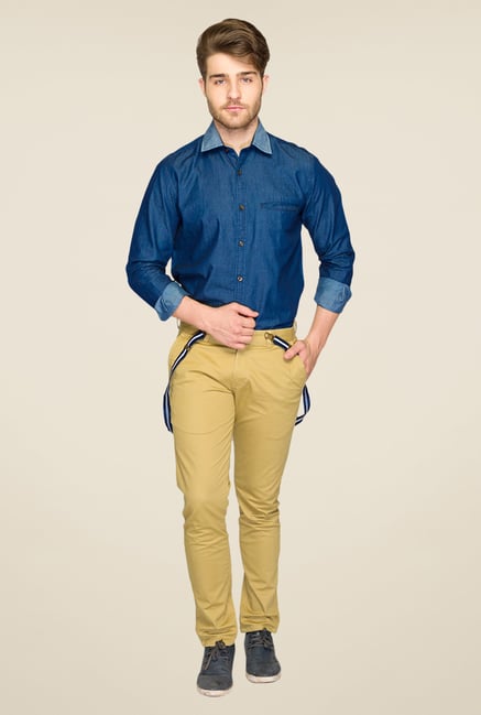 Parx Khaki Solid Trouser Parx Khaki Solid Trouser