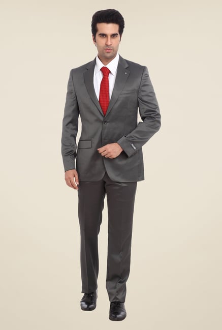 Raymond Dark Grey Solid Formal Suit Raymond Dark Grey Solid Formal Suit