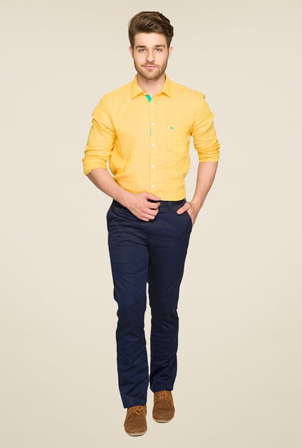 Parx Navy Solid Chinos Parx Navy Solid Chinos