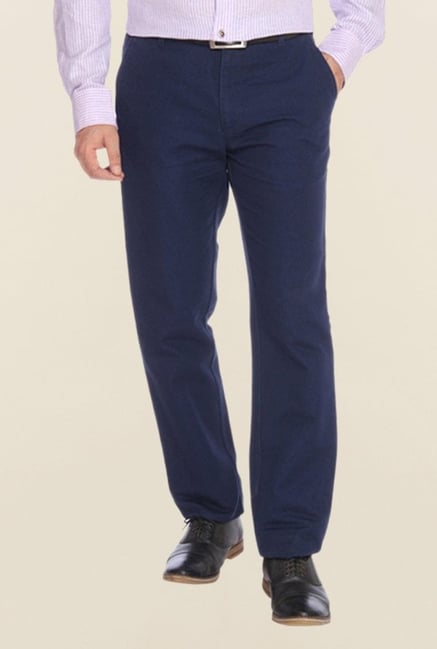 Parx Blue Solid Trouser Parx Blue Solid Trouser